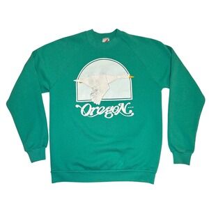 Vintage Jerzees Oregon Flying Goose Sweatshirt Green XL Made in USA Raglan 80s